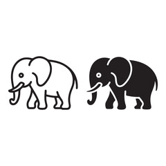 Elephant pair outlined and filled