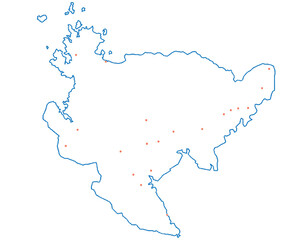 佐賀県　地図　白　斑点　イラスト