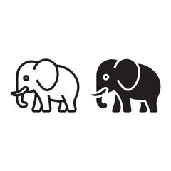 Elephant pair outlined and filled