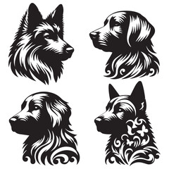 Fototapeta premium create 4 dog head silhouette vector on white background 