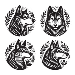 Obraz premium create 4 dog head silhouette vector on white background 