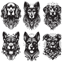 Obraz premium create 4 dog head silhouette vector on white background 