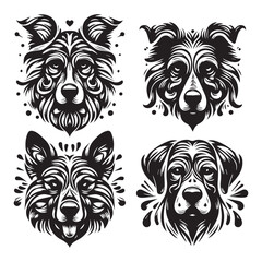 Fototapeta premium create 4 dog head silhouette vector on white background 