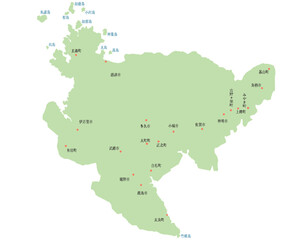 佐賀県　地図　黄緑　斑点　イラスト
