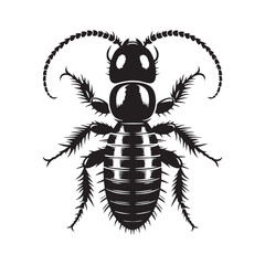 Nocturnal Termite silhouette, emerging at night to feast – Termite illustration – Termite vector – Insect silhouette

