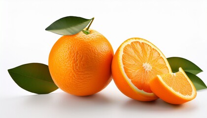 Isolated orange fruit and slices