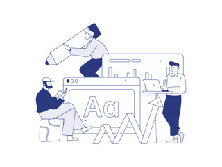 Flat vector illustration of business people operating work scene
