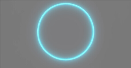 Vector illustration featuring a solid, uniform light gray background. Centered within the frame is a circular ring element. The ring itself is defined by a thin, sharp, white line. Surrounding this 
