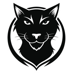 Obraz premium Cat head logo silhouette black vector illustration