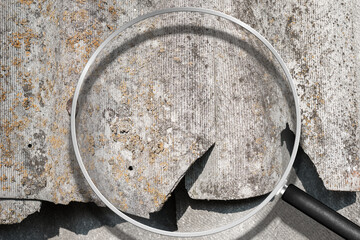 Old and very dangerous asbestos roof. Asbestos dust in the environment. Asbestos removal