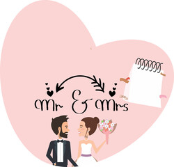 Mr and Mrs Label Sticker Husband Wife Stamp logo 