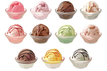 Close-up colorful balls from freshly prepared homemade sweet tasty ice cream or gelato with star decoration.