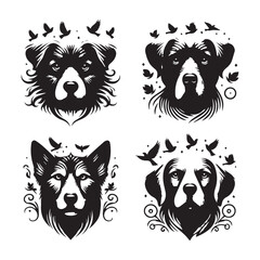Obraz premium create 4 dog head silhouette vector on white background 
