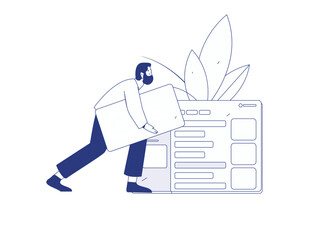 Flat vector illustration of business people operating work scene
