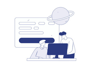 Flat vector illustration of business people operating work scene
