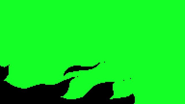 Pixel Art Cartoon Fire Animation on Green Screen, Manga Style Flame Transition Loop, to solid black, then to clean white. Retro gaming edits, animated transitions, visual overlays, and creative GIFs