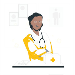 Male Doctor with Medical Box and Stethoscope: Healthcare Illustration
