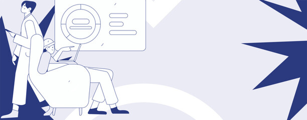 Flat vector illustration of business people operating work scene
