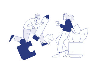 Flat vector illustration of business people operating work scene
