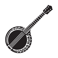 Upbeat Banjo silhouette, plucking the strings of tradition – Banjo illustration – Banjo vector – Musical instrument silhouette

