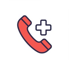 Obraz premium Emergency Call Icon with Red Phone and Medical Cross