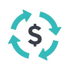 Money Circulation Icon: Vector Illustration of Dollar Sign with Revolving Arrows
