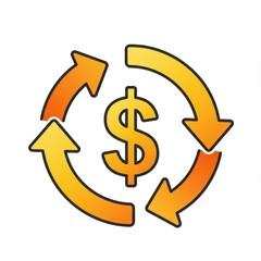Money Circulation Icon: Arrows Revolving Around Dollar Sign