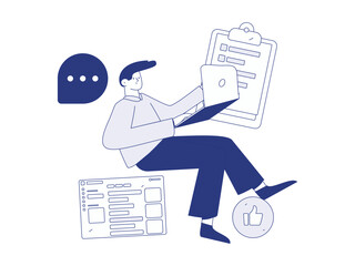 Flat vector illustration of business people operating work scene
