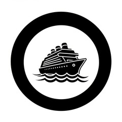 Cruise Liner Icon within Ocean Circle