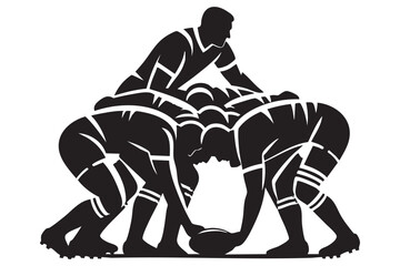 Silhouette of Rugby Scrum Team Sport Formation Vector Illustration