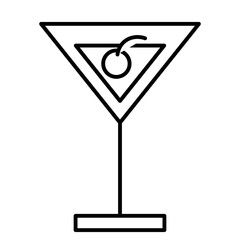 Cocktail alcohol glass drink line icons