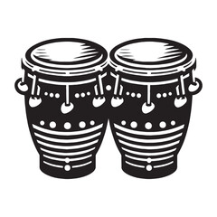 Vibrant Bongo Drums silhouette, filling the air with energy – Bongo Drums illustration – Bongo Drums vector – Musical instrument silhouette

