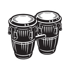 Funky Bongo Drums silhouette, playing the rhythm of joy – Bongo Drums illustration – Bongo Drums vector – Musical instrument silhouette

