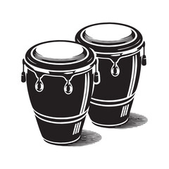 Rhythmic Bongo Drums silhouette, the soul of Afro-Cuban music – Bongo Drums illustration – Bongo Drums vector – Musical instrument silhouette

