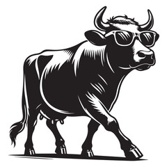 Cool Cow With Sunglasses Vector Illustration Artwork Design