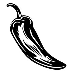 Bold Monochrome Illustration of a Jalapeno Pepper with Dynamic Shading