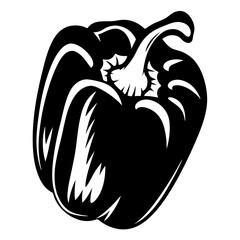 Stylized Black and White Image of a Pepper with Decorative Elements