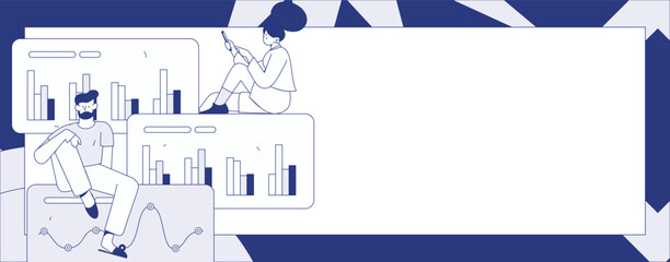 Flat vector illustration of business people operating work scene
