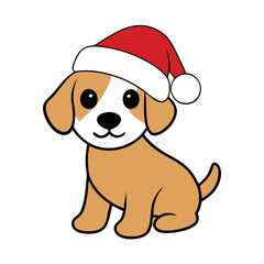 dog wearing santa claus hat