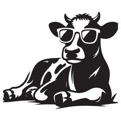 Cool Cow Silhouette Vector Art with Sunglasses Chill Vibes Design