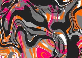 Obraz premium Abstract Trippy Hand Drawn Pattern Vector Design. Fun Vintage Wavy Texure. Curvy Psychedelic Background. Illustration with psychedelic trippy vibe