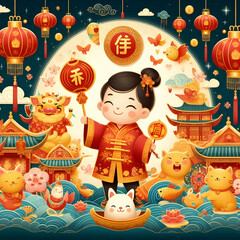 Fototapeta premium Happy Chinese New Year Festival, The prosperity of the Chinese, Banner, postcard