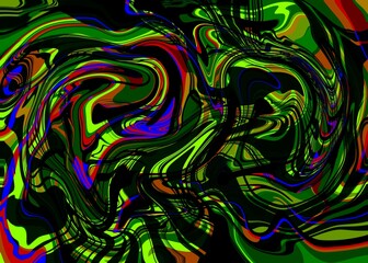 Abstract Trippy Hand Drawn Pattern Vector Design. Fun Vintage Wavy Texure. Curvy Psychedelic Background. Illustration with psychedelic trippy vibe