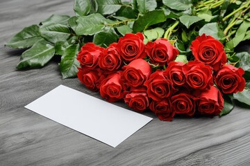 Red roses bouquet with blank card (4)