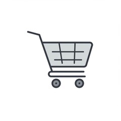 Minimalist Vector Icon of a Shopping Cart