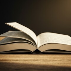 Obraz premium Open Book on Wooden Table
