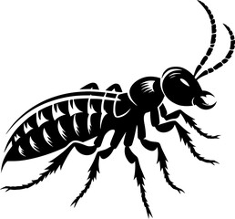 Detailed Black and White Illustration of a Powerful Insect