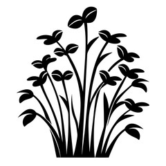 Stylized black and white bush with unique curved leaf shapes vector art