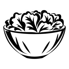 Bowl of Healthy Lettuce Salad a Vegetarian Delight in Black and White