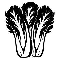 Bold and striking monochrome graphic of Bok Choy cluster in minimalist style